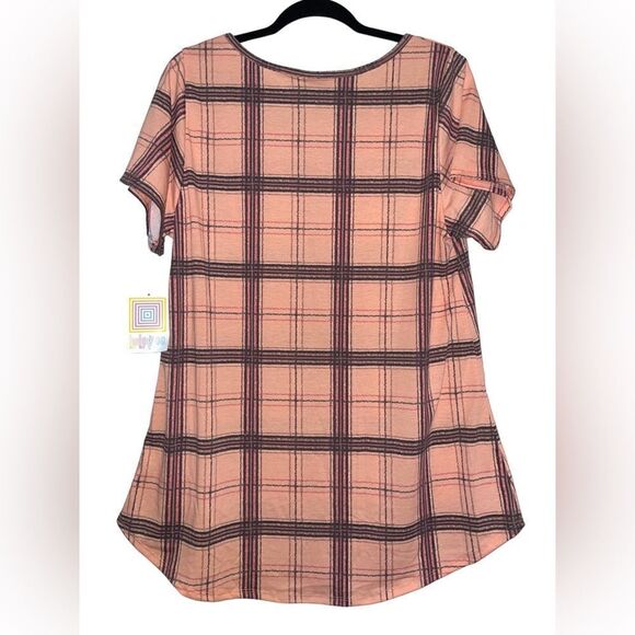 LuLaRoe XL Classic Tee • Windowpane Plaid •Polyester Jersey •High Round Neckline - Picture 4 of 14
